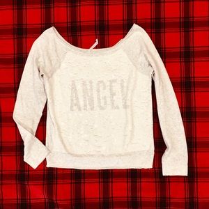 Victorias Secret Pink style crew pullover sweatshirt top oatmeal sequins